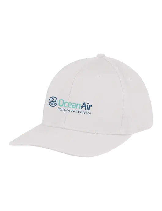 Premium Modern Structured Twill White Snapback Cap w/OceanAir Logo