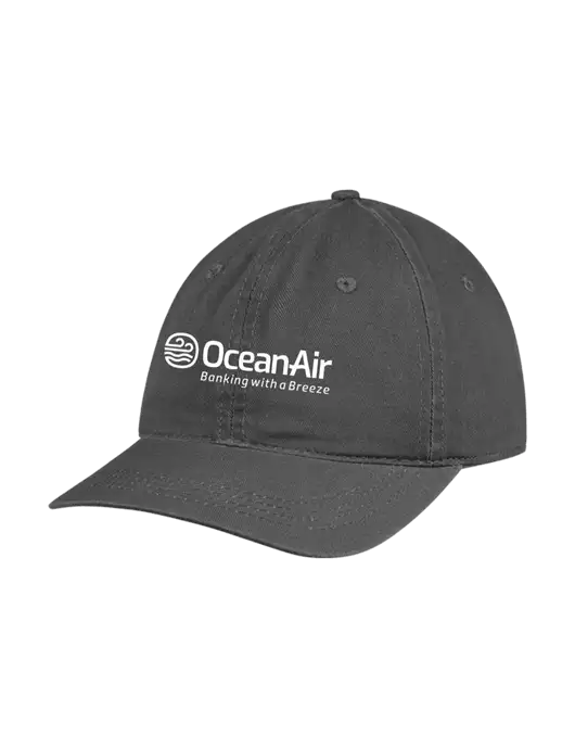 Garment Washed Unstructured Twill Charcoal Cap w/OceanAir Logo