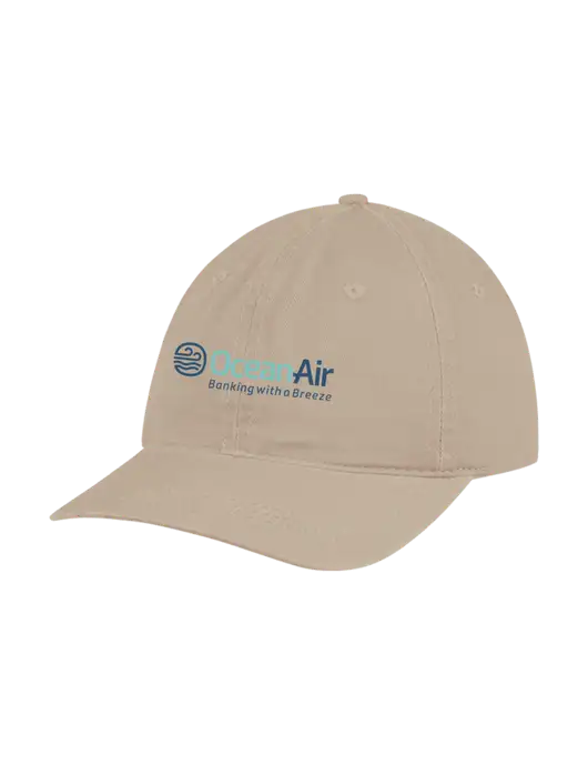 Garment Washed Unstructured Twill Tan Cap w/OceanAir Logo