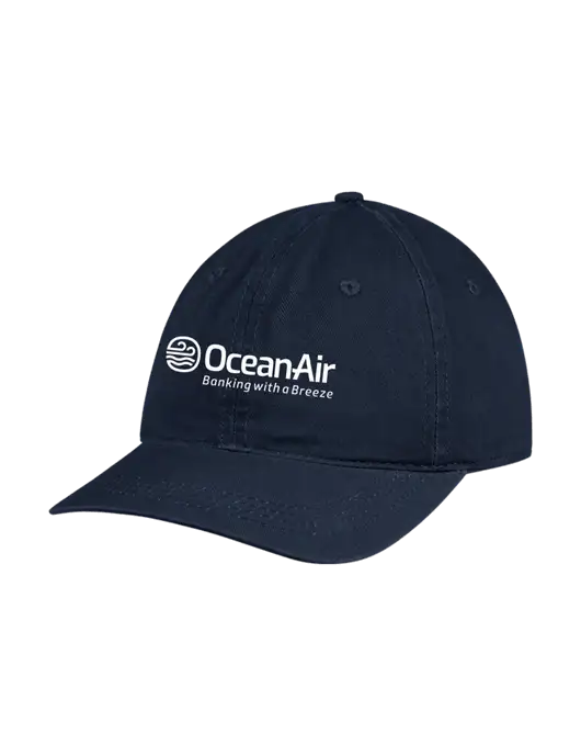 Garment Washed Unstructured Twill Navy Cap w/OceanAir Logo
