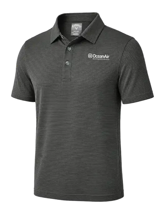 Callaway Black Fine Line Stripe Polo w/OceanAir Logo