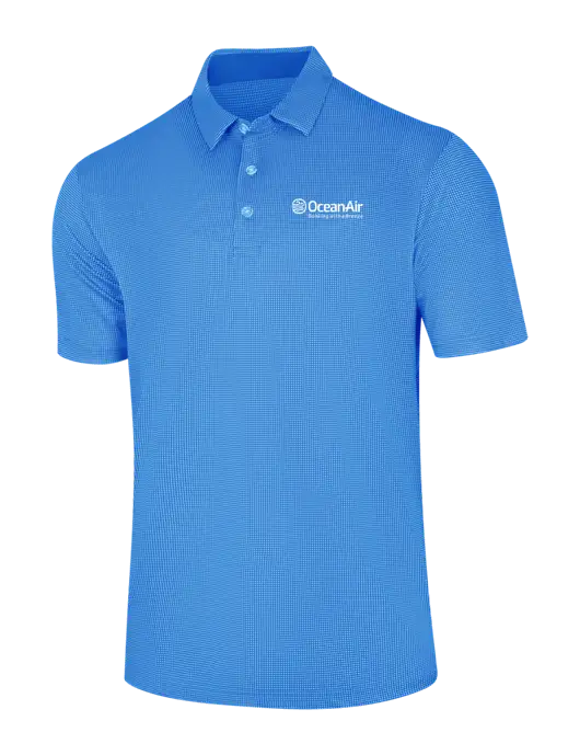 Callaway Carolina Blue Fashion Gingham Polo w/OceanAir Logo