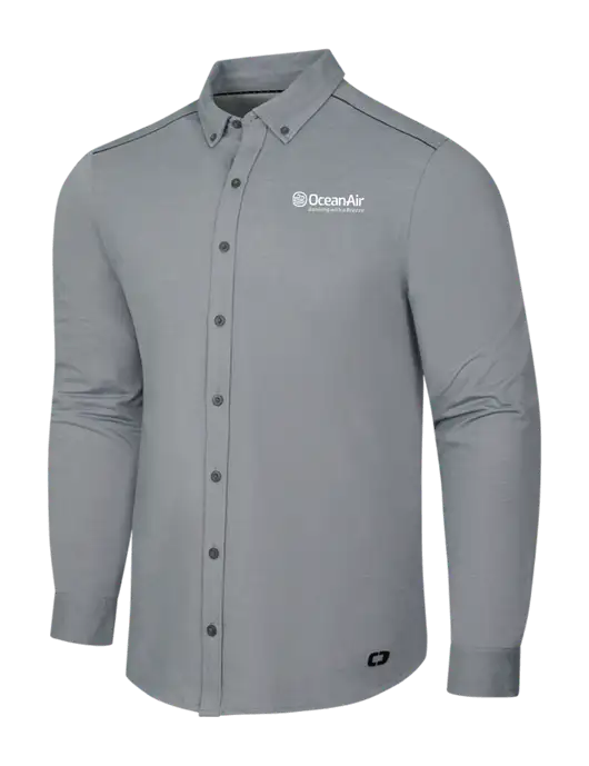 OGIO Medium Grey Heather Modern Code Stretch Button-Up Shirt w/OceanAir Logo