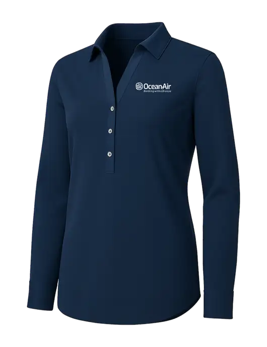 Womens Navy City Stretch Shirt w/OceanAir Logo