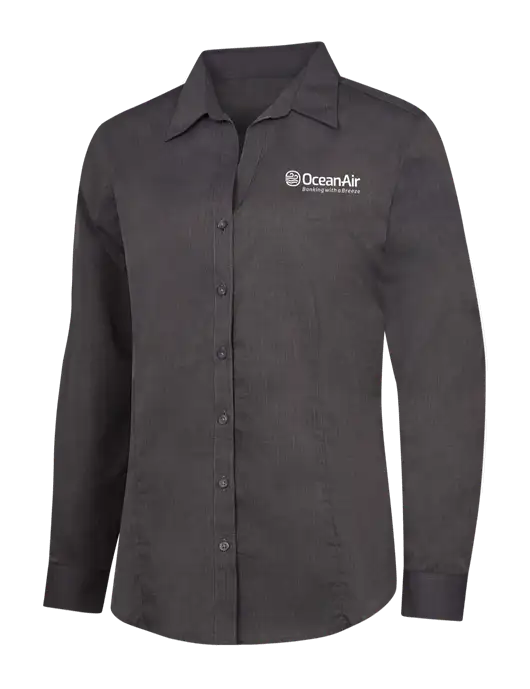 Womens Soft Black Crosshatch Easy Care Shirt w/OceanAir Logo