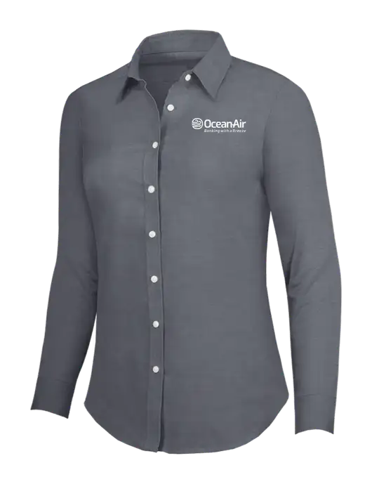 Dark Grey Womens SuperPro Oxford Shirt w/OceanAir Logo