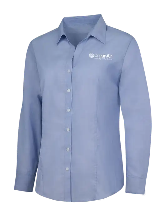 Light Slate Blue Womens Crosshatch Easy Care Shirt w/OceanAir Logo