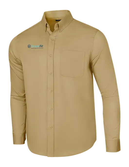 Long Sleeve Dark Tan Superpro React Twill Shirt w/OceanAir Logo