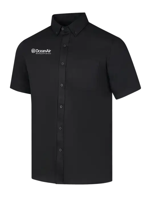 Short Sleeve Deep Black Superpro React Twill Shirt w/OceanAir Logo