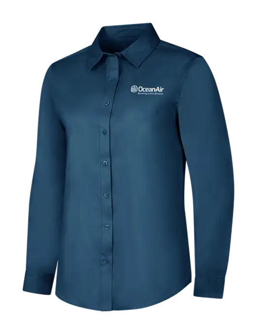Light Navy Womens Long Sleeve Superpro React Twill Shirt w/OceanAir Logo