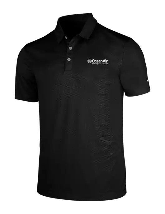 NIKE Black Dri-Fit Embossed Tri-Blade Polo w/OceanAir Logo