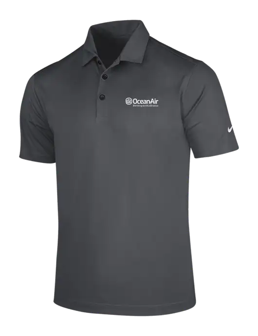 NIKE Dark Grey Dri-Fit Vertical Mesh Polo w/OceanAir Logo