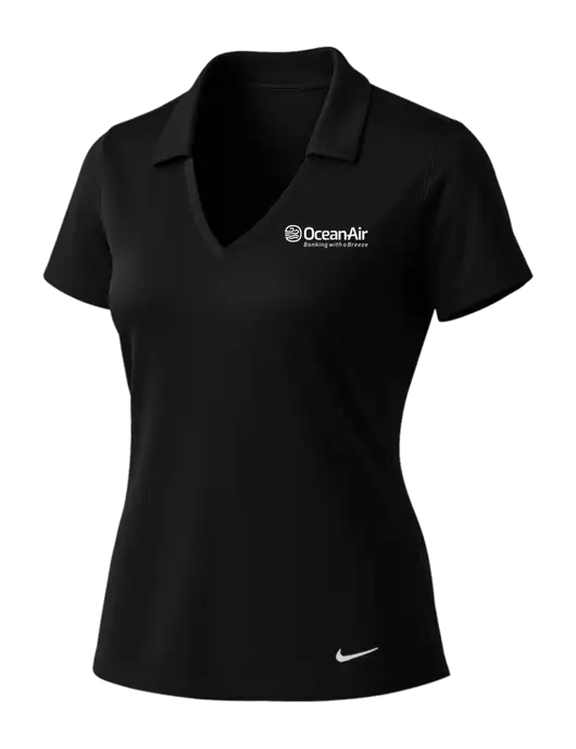 NIKE Black Womens Dri-Fit Vertical Mesh Polo w/OceanAir Logo