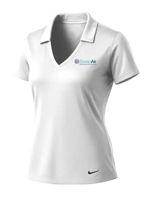 NIKE White Womens Dri-Fit Vertical Mesh Polo w/OceanAir Logo