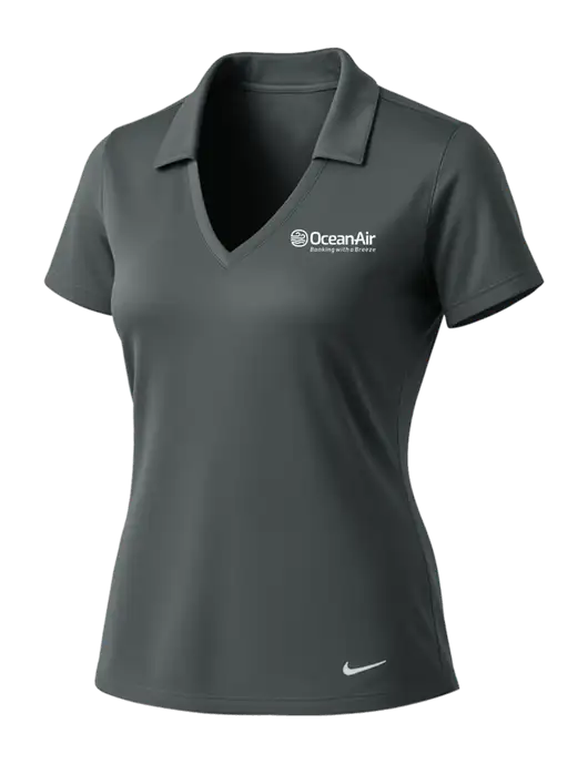 NIKE Dark Grey Womens Dri-Fit Vertical Mesh Polo w/OceanAir Logo