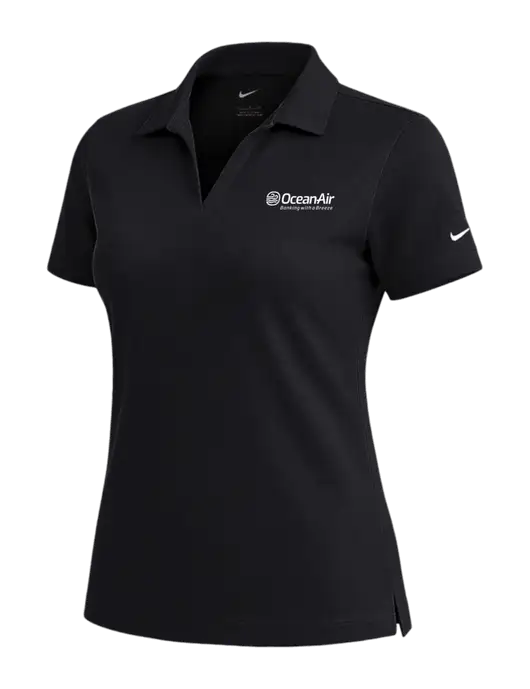 NIKE Black Womens Dri-Fit Micro Pique Polo w/OceanAir Logo