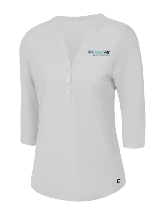 OGIO Bright White Jewel Henley w/OceanAir Logo