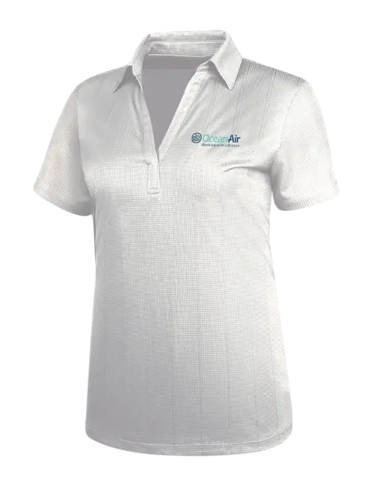 White Womens Performance Fine Jacquard Polo w/OceanAir Logo