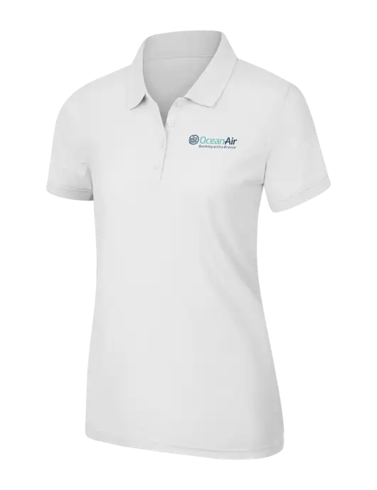 White Womens Core Classic Pique Polo w/OceanAir Logo