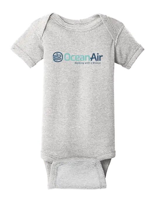 Rabbit Skins Light Grey Heather Infant Short Sleeve Baby Rib Bodysuit w/OceanAir Logo