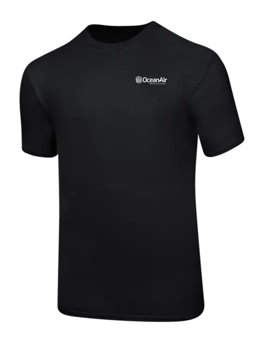 Ring Spun Jet Black 4.5 oz T-Shirt w/OceanAir Logo