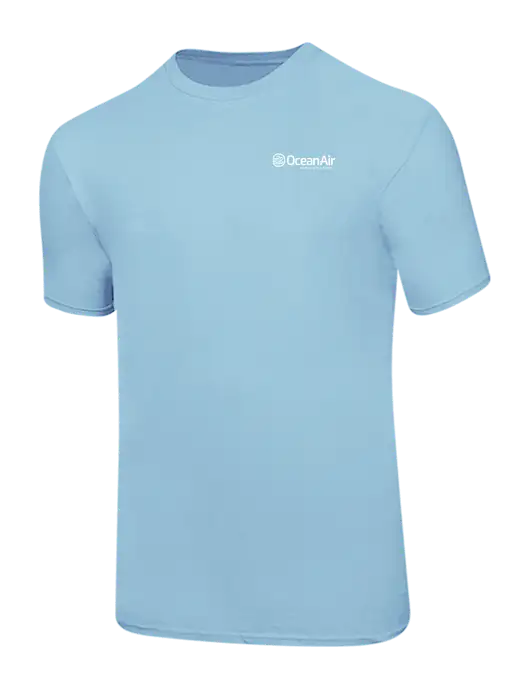 Ring Spun Light Blue 4.5 oz T-Shirt w/OceanAir Logo