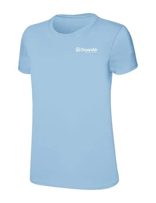 Womens Ring Spun Light Blue 4.5 oz T-Shirt w/OceanAir Logo