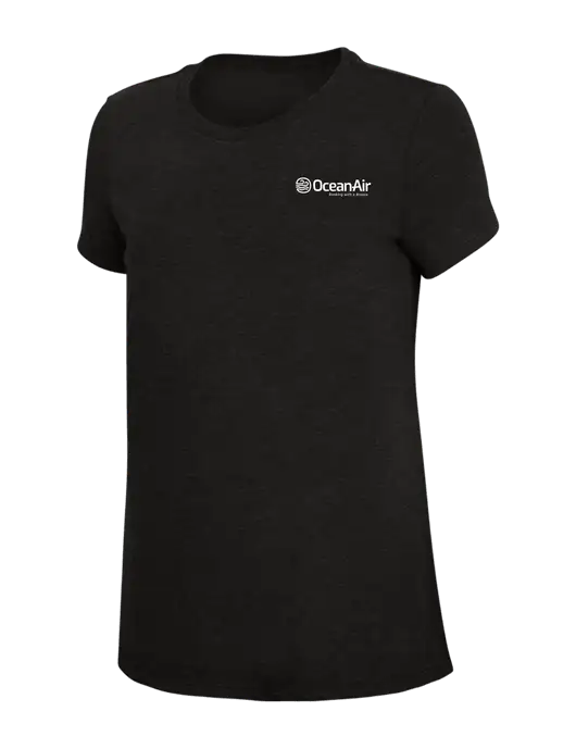 Womens Simply Soft Black 4.5oz Poly/Combed Ring Spun Cotton T-Shirt w/OceanAir Logo