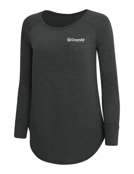 Womens Perfect Wide Collar Tunic Tri-Blend Black Frost 4.5 oz T-Shirt w/OceanAir Logo