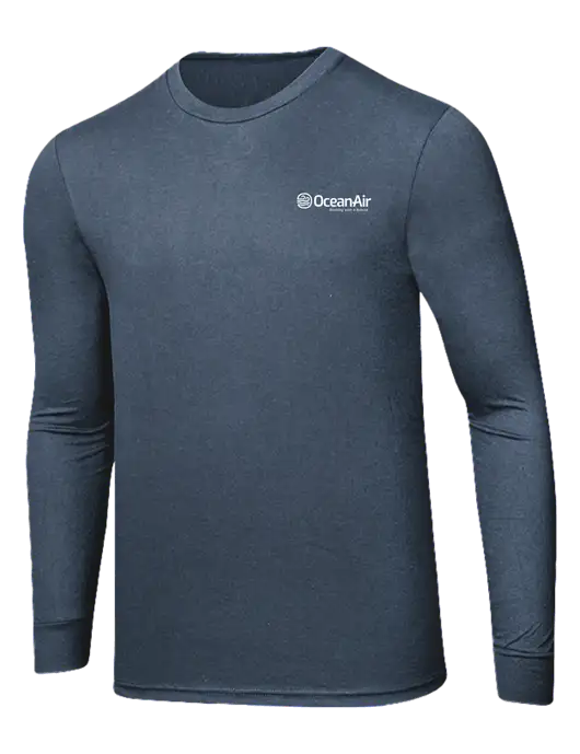 Simply Soft Long Sleeve Navy Frost 4.5 oz, Poly/Combed Ring Spun Cotton T-Shirt w/OceanAir Logo