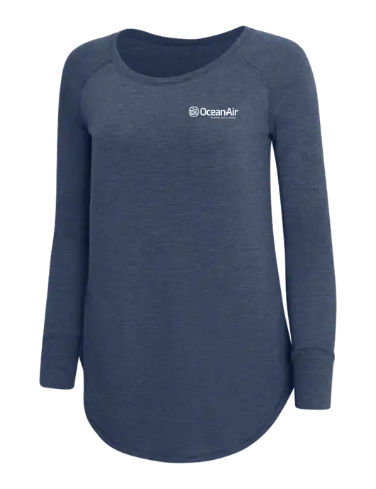 Womens Perfect Wide Collar Tunic Tri-Blend Navy Frost 4.5 oz T-Shirt w/OceanAir Logo
