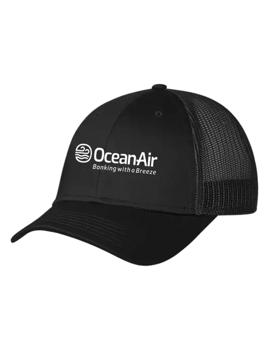 Black Mesh Trucker Cap Snap Back w/OceanAir Logo