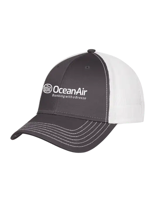 Dark Grey/White Mesh Trucker Cap Snap Back w/OceanAir Logo