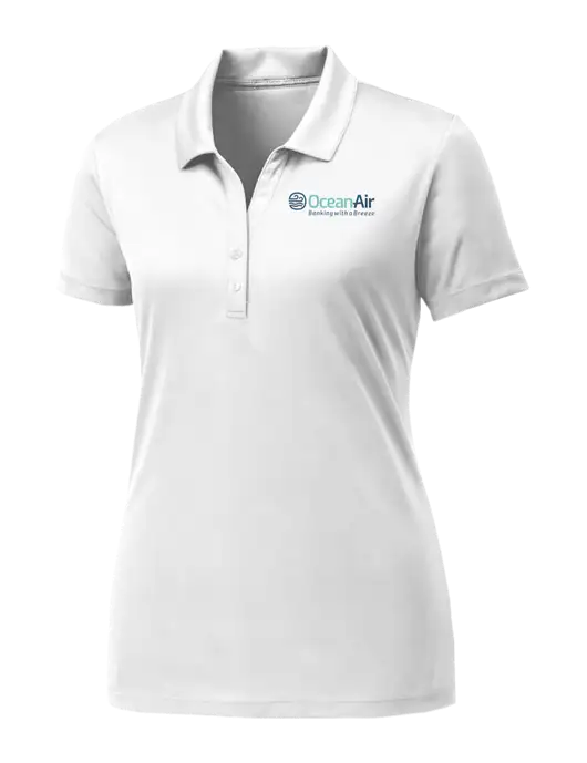 Womens White PosiCharge Competitor Polo w/OceanAir Logo
