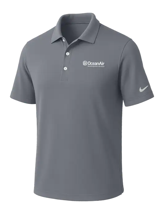 NIKE Medium Grey Dri-Fit Micro Pique Polo w/OceanAir Logo