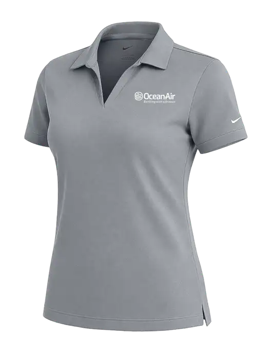 NIKE Medium Grey Womens Dri-Fit Micro Pique Polo w/OceanAir Logo