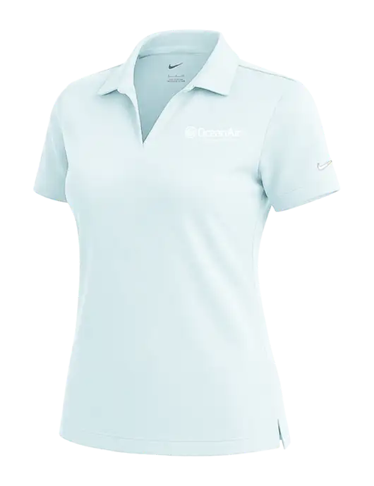 NIKE Very Light Blue Womens Dri-Fit Micro Pique Polo w/OceanAir Logo