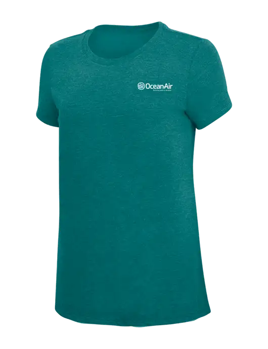 Womens Simply Soft Heathered Dark Teal 4.5oz  Poly/Combed Ring Spun Cotton T-Shirt w/OceanAir Logo