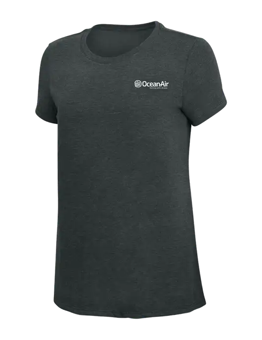 Womens Simply Soft Black Frost 4.5oz Poly/Combed Ring Spun Cotton T-Shirt w/OceanAir Logo