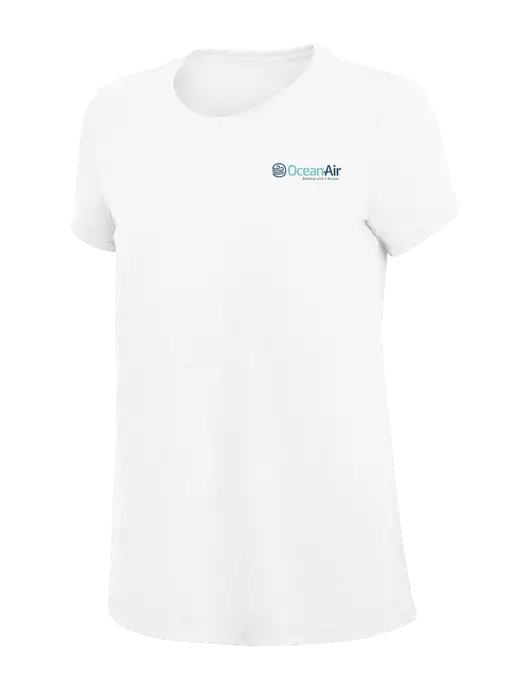 Womens Simply Soft White 4.5oz Poly/Combed Ring Spun Cotton T-Shirt
 w/OceanAir Logo