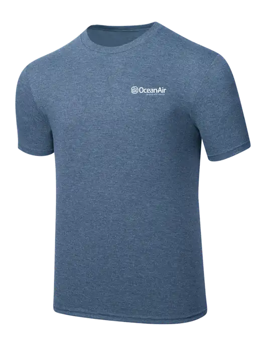 Simply Soft Light Slate Blue Heathered 4.5oz  Poly/Combed Ring Spun Cotton T-Shirt w/OceanAir Logo