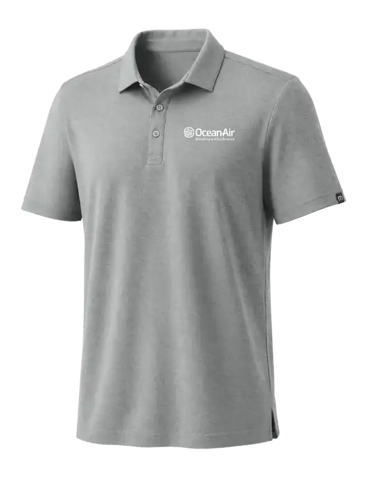 TravisMathew Medium Grey Heather Coto Performance Polo w/OceanAir Logo