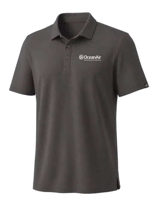 TravisMathew Med Dark Grey Coto Performance Polo w/OceanAir Logo