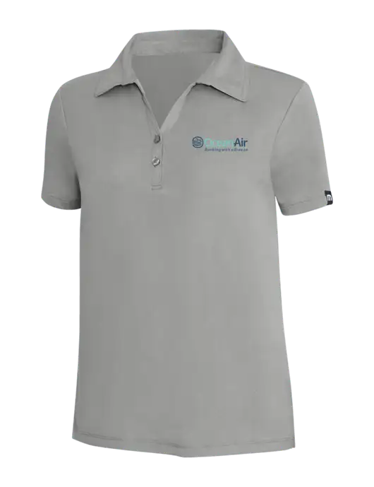 TravisMathew Light Grey Heather Womens Coto Performance Polo w/OceanAir Logo
