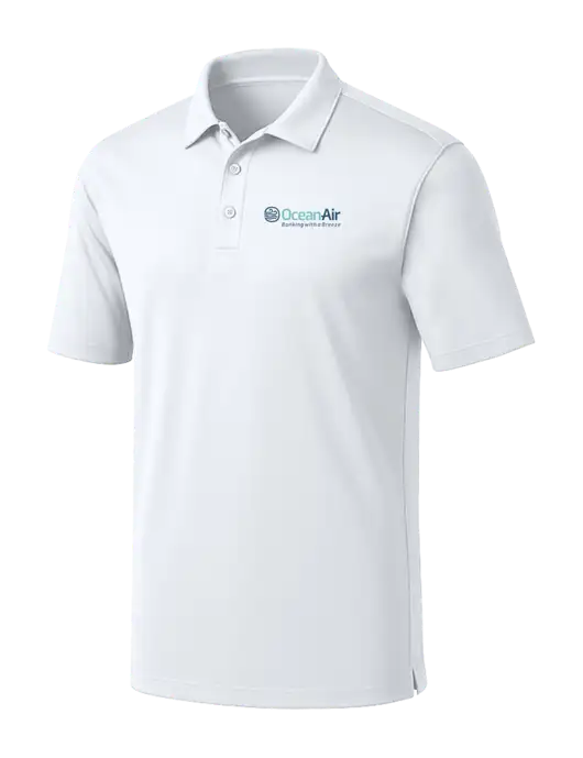White Silk Touch Performance Polo w/OceanAir Logo