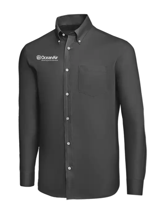 Brooks Brothers Dark Grey Wrinkle-Free Stretch Nailhead Shirt w/OceanAir Logo