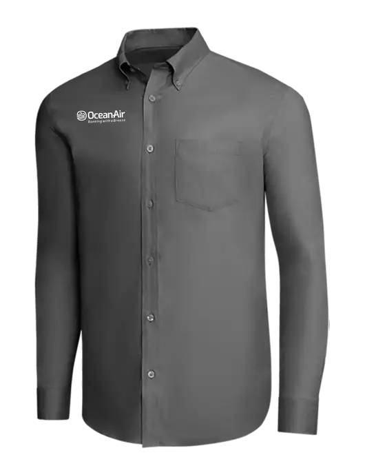 Brooks Brothers Dark Grey Wrinkle-Free Stretch Pinpoint Shirt w/OceanAir Logo