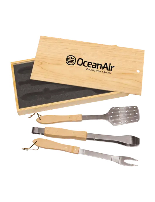 Wood BBQ Gift Set w/OceanAir Logo