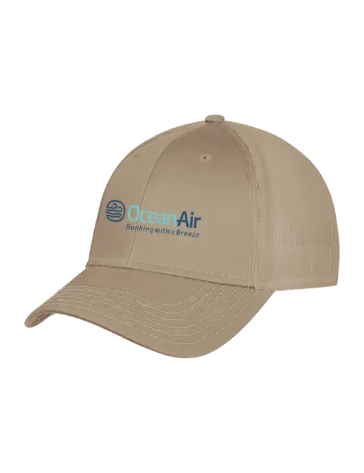 Khaki Mesh Trucker Cap Snap Back w/OceanAir Logo