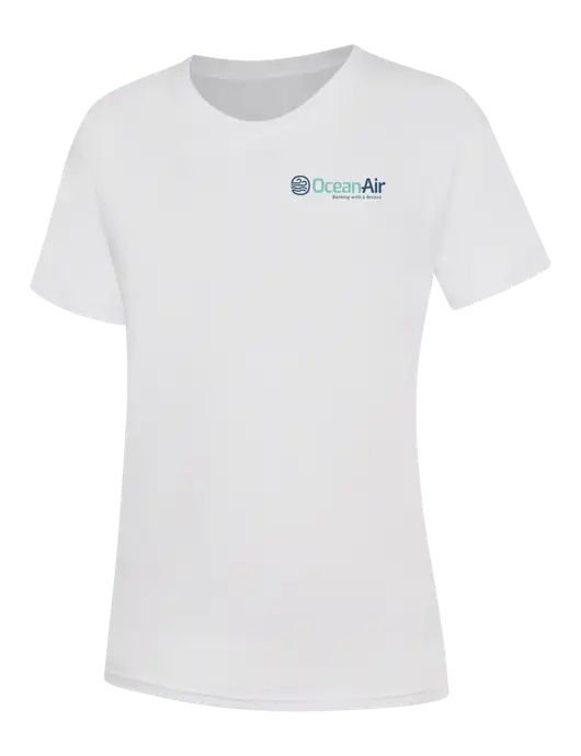 Womens White Core Blend Tee w/OceanAir Logo